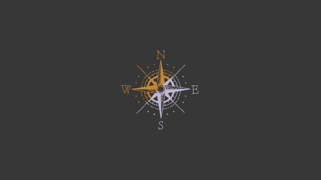 Minimalist Compass Rose Wallpaper: Dark Background with Gold Accents