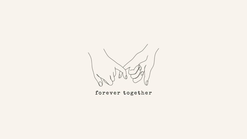 Minimalist Couple Line Drawing Wallpaper: Forever Together Design