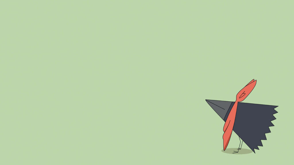 Minimalist Crow Wallpaper from Nichijou on Solid Green Background
