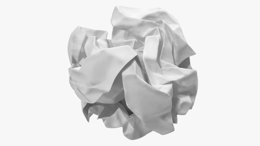 Minimalist crumpled white paper ball on clean white background with soft professional lighting Wallpaper