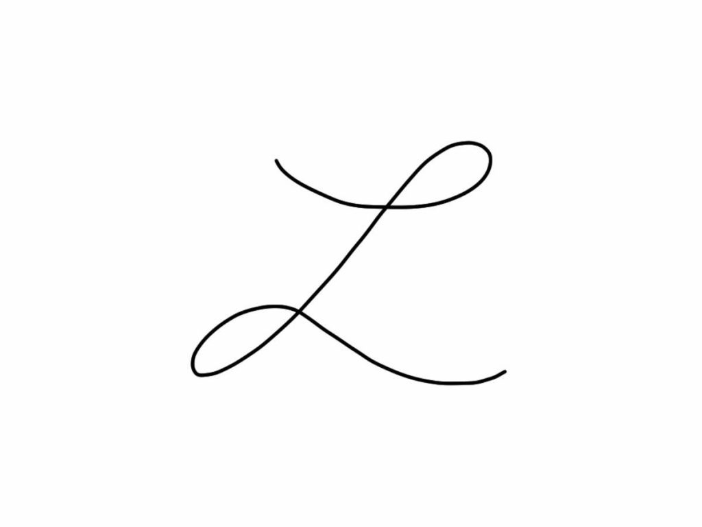 Minimalist cursive letter L wallpaper black script on clean white background modern design