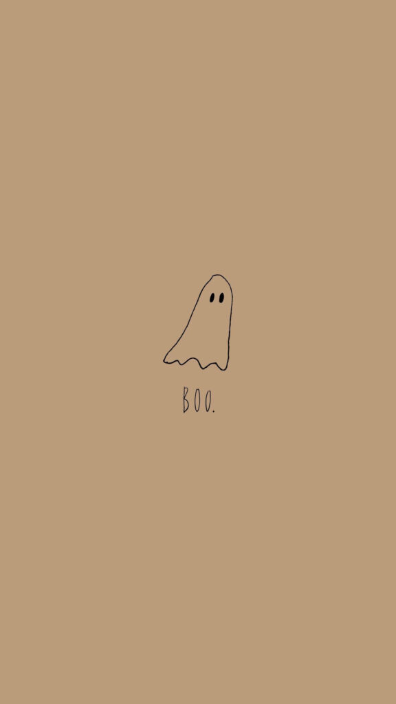 Minimalist Ghost Wallpaper with 'BOO' for Halloween iPhone Users