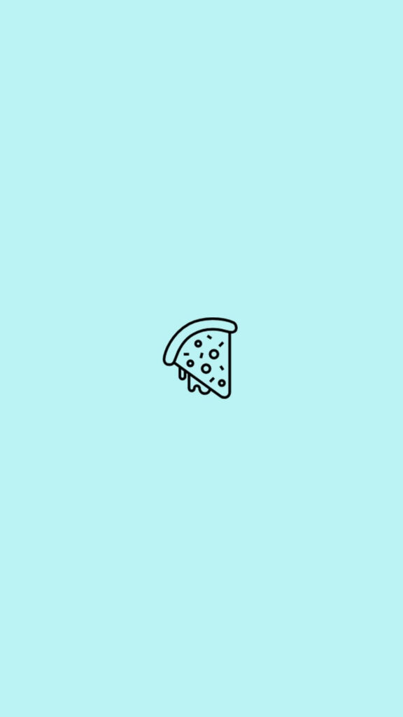 Teal Minimalist Wallpaper: Cute Pizza Icon for iPhone Fun