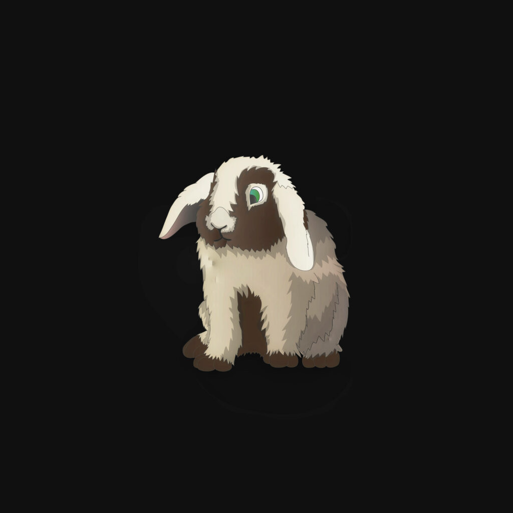 Minimalist Cute Rabbit Wallpaper: Brown & Cream on Black Background