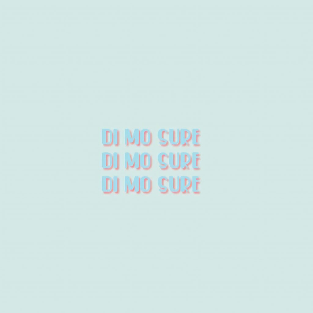 Minimalist DI MO SURE Wallpaper in 3D Style - Soft Blue Background