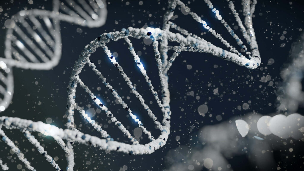 Intricate DNA Wallpaper: Minimalist Design with Glowing Elements