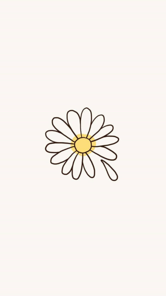 Minimalist Daisy Flower Line Drawing Wallpaper on White Background