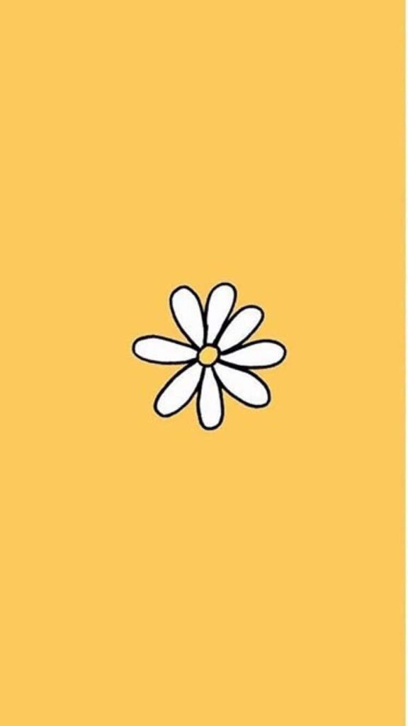 Minimalist White Daisy Wallpaper on Yellow Background Design