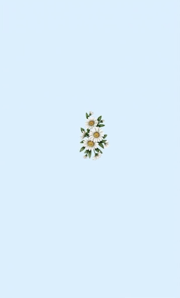 Pastel Blue Daisy Wallpaper: Minimalist Floral Design with Serenity