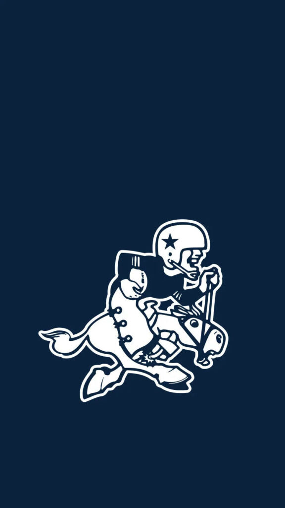Minimalist Dallas Cowboys player on horse outline with star helmet navy blue sports wallpaper