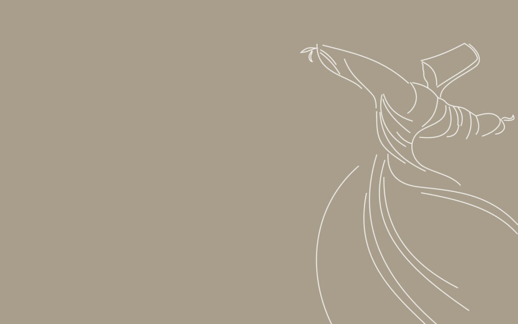 Minimalist Line Drawing Wallpaper: Dancing Woman on Beige Background