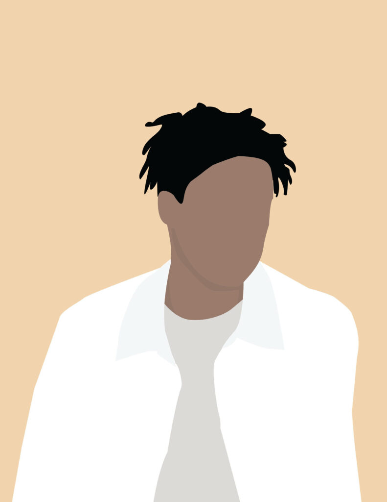 Minimalistic Daniel Caesar wallpaper faceless vector portrait beige background modern style