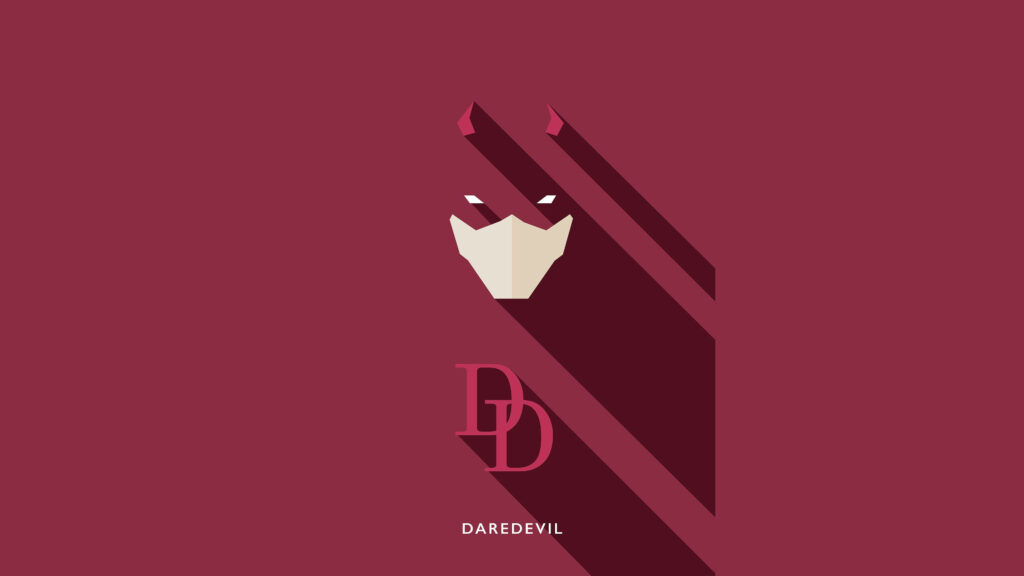 Minimalist Daredevil Mask Wallpaper on Rich Maroon Background