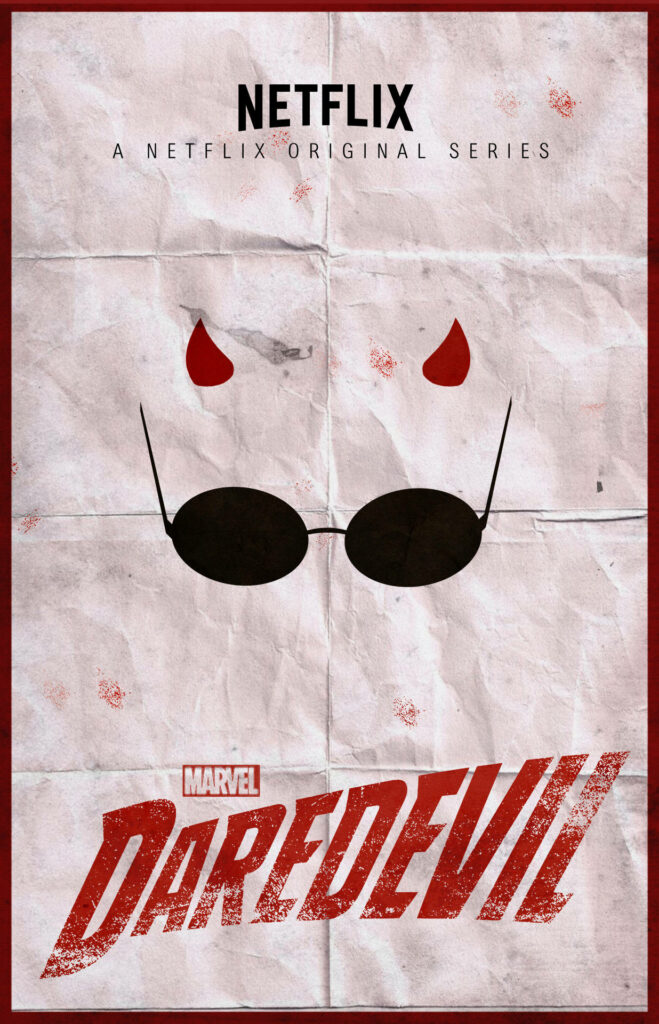 Minimalist Marvel Daredevil Wallpaper: Red Glasses & Horns Design