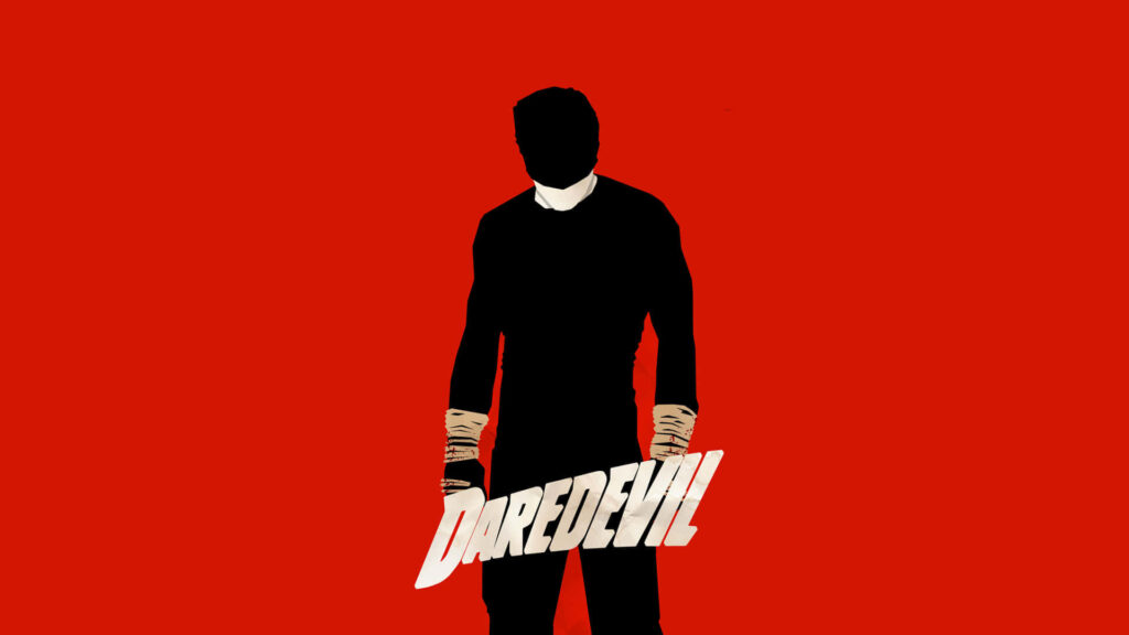 Minimalist Daredevil Wallpaper: Bold Red Silhouette of Justice