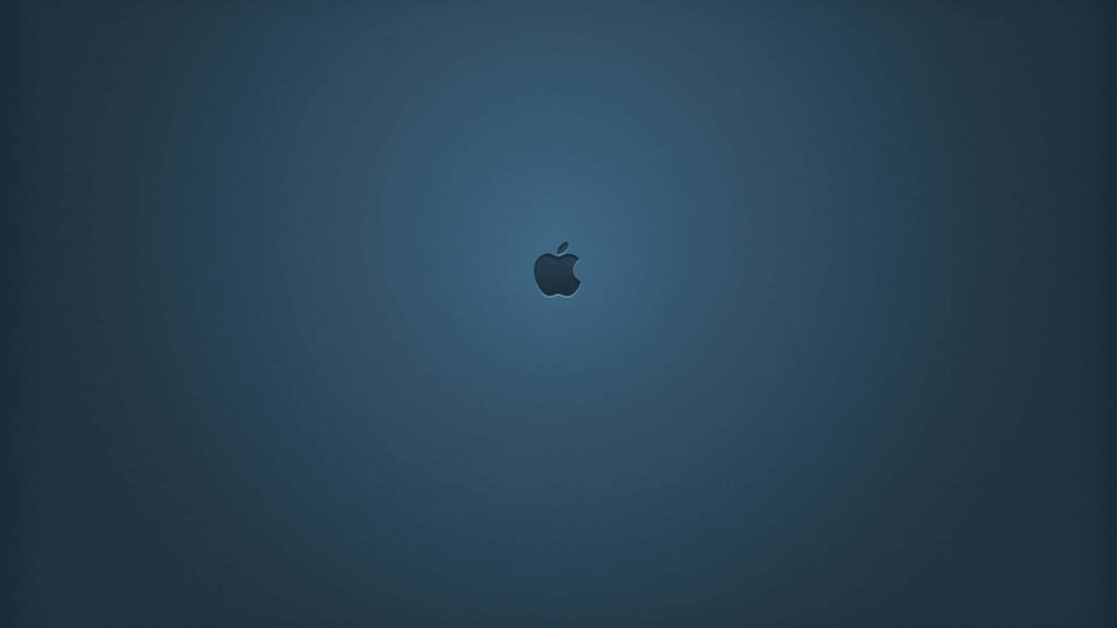 Minimalist Dark Blue Apple Logo Wallpaper for MacBook Screens