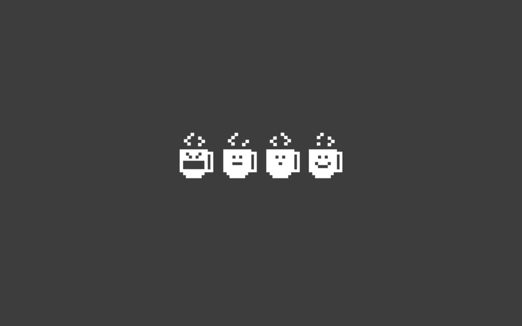 Minimalist Dark Gray Wallpaper with Pixelated Coffee Cups