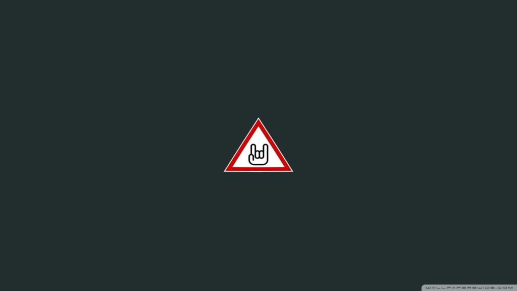 Minimalist Dark Green Wallpaper with Rock Hand Gesture Sign