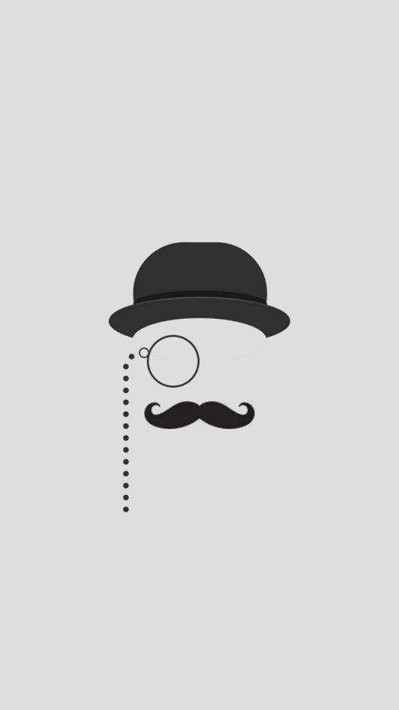 Stylish Minimalist Dark Grey iPhone Wallpaper: Monocle & Bowler Hat