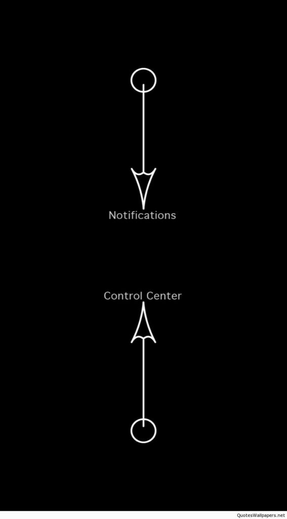 Minimalist iPhone dark mode wallpaper with white line art navigation guides for gestures