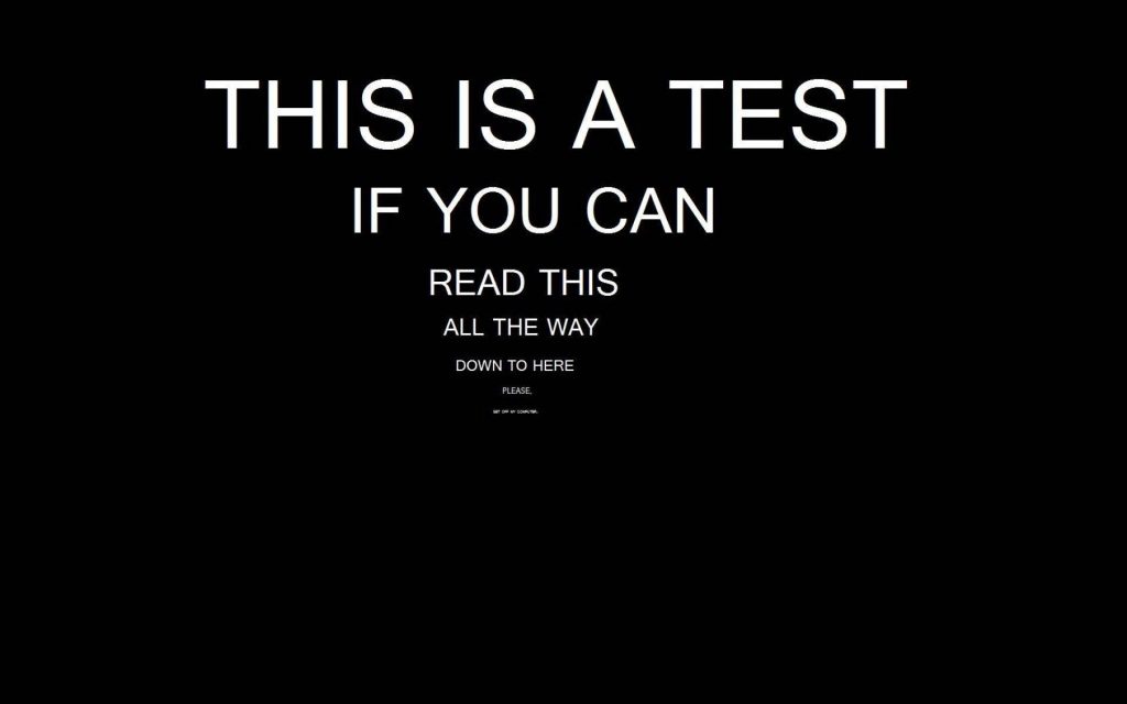 Minimalist dark wallpaper with sarcastic white text on black background reading GET OFF MY COMPUTER