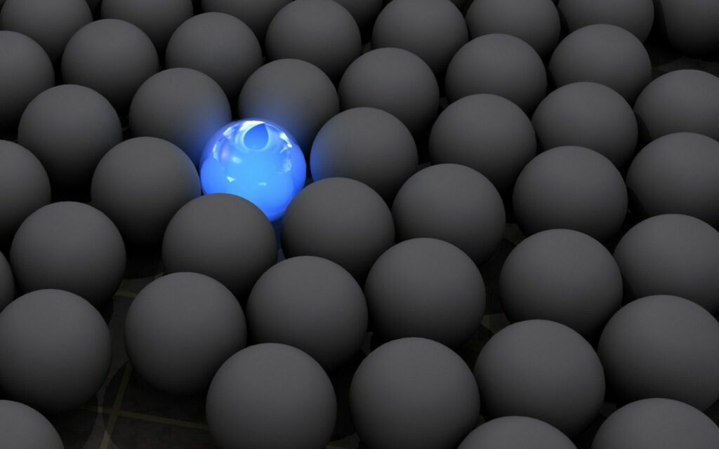 Minimalist Dark Sphere Wallpaper with Neon Blue Focal Point - 1920x1200