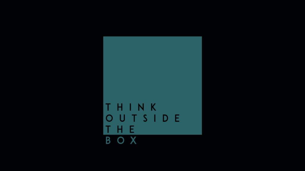 Minimalist Dark Teal Wallpaper: 'Think Outside the Box' Design