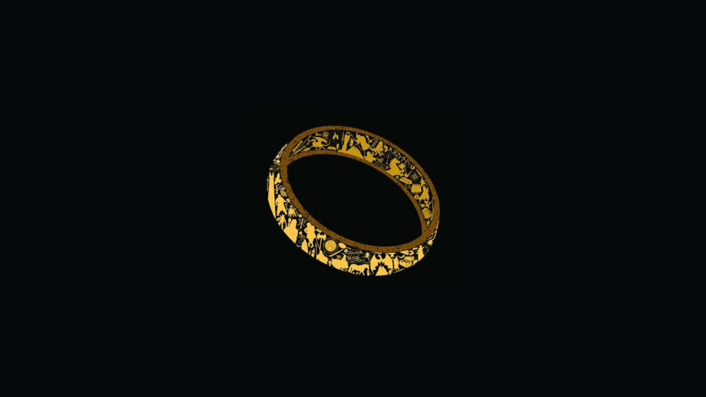 Minimalist Dark Wallpaper with Intricate Golden Ring Design