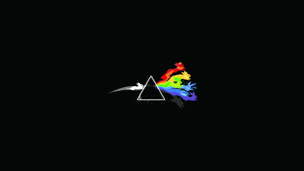 Minimalist Dark Background with White Triangle and Vibrant Spectrum Wallpaper