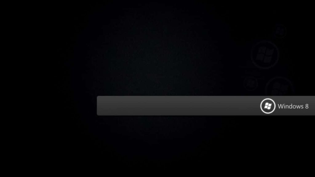 Windows 8 wallpaper dark minimalist design with classic logo on horizontal gray bar background