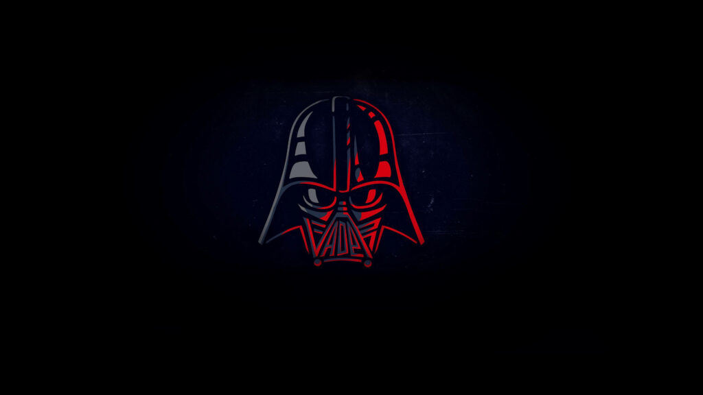 Minimalist Darth Vader Mask Wallpaper: Bold Red & Black Design
