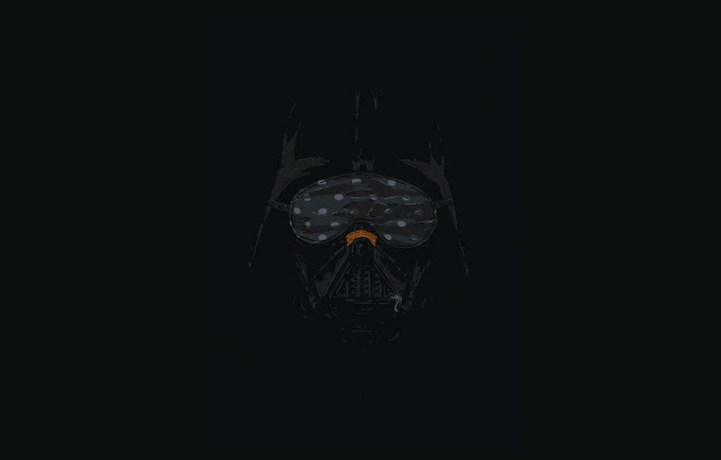 Minimalist Darth Vader Mask Wallpaper on Dark Background