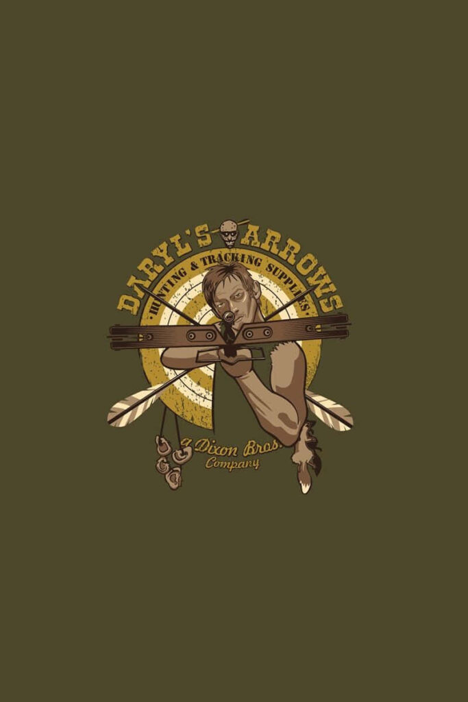 Minimalist Daryl Dixon Wallpaper: Iconic Crossbow & Survivalist Theme