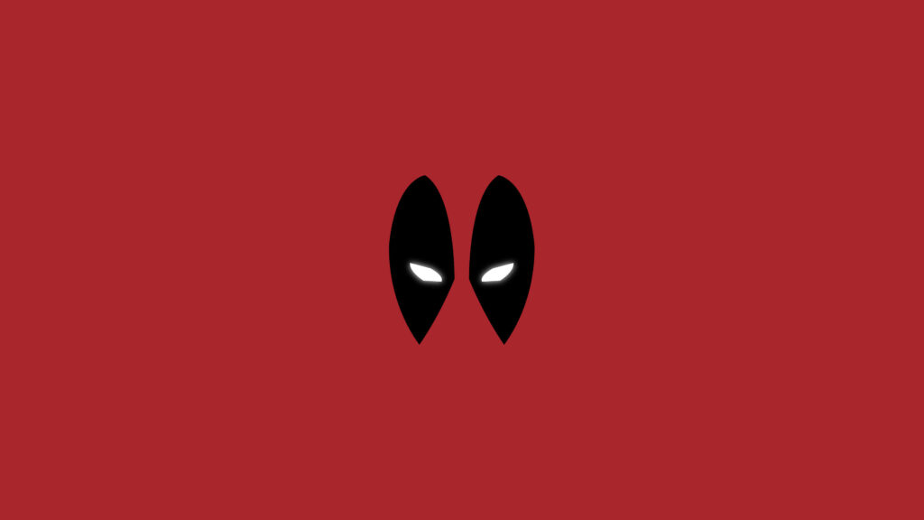 Minimalist Deadpool Logo Wallpaper in Red with Iconic Eyes