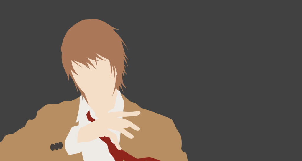 Minimalist Death Note Character Art - 4K Wallpaper with Muted Tones