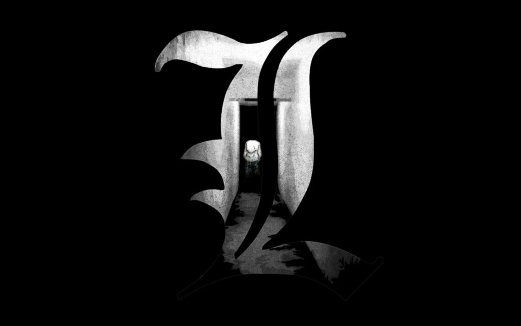 Minimalist Black & White Death Note L Symbol Wallpaper Design