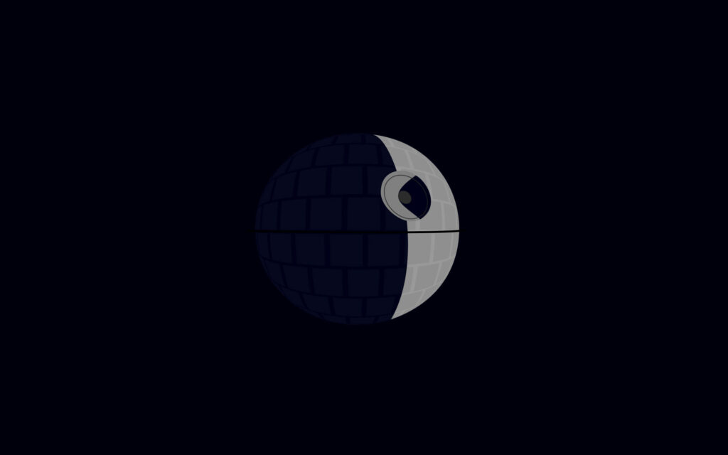 Minimalist iPad Wallpaper: Iconic Death Star on Dark Background