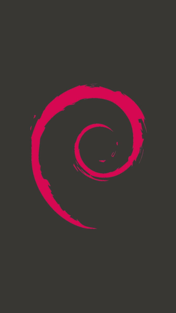 Minimalist Debian Wallpaper: Bold Red Logo on Dark Background