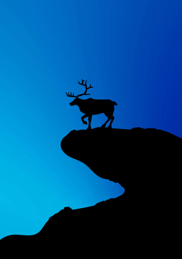 Minimalist Deer Silhouette Wallpaper - Majestic Cliff & Gradient Sky