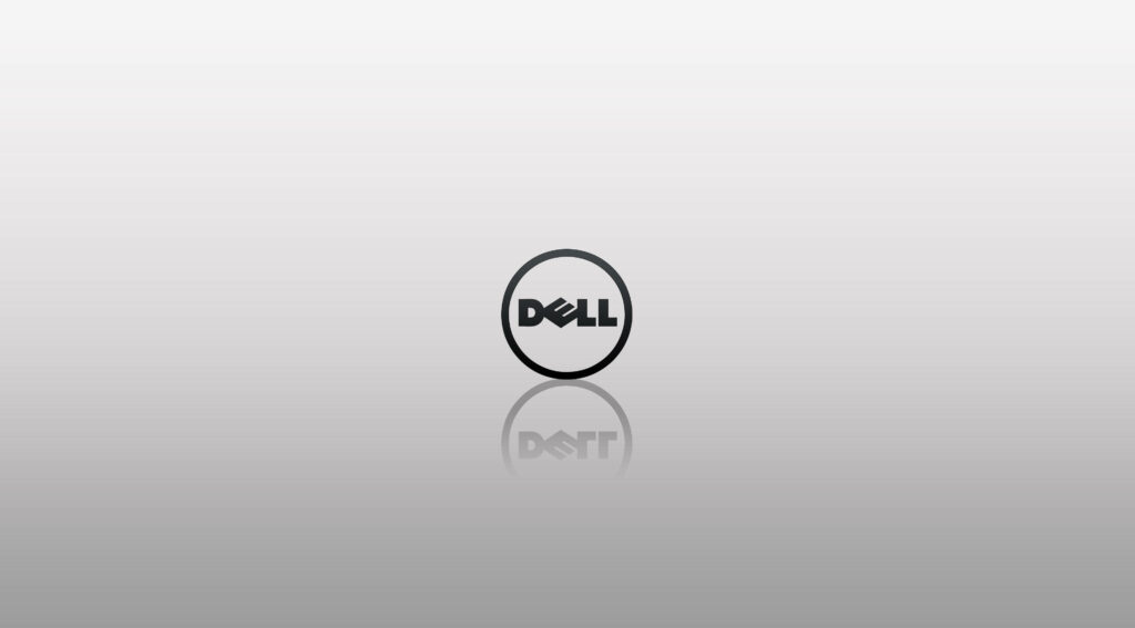 Dell wallpaper minimalist design with centered logo and soft white gray gradient background