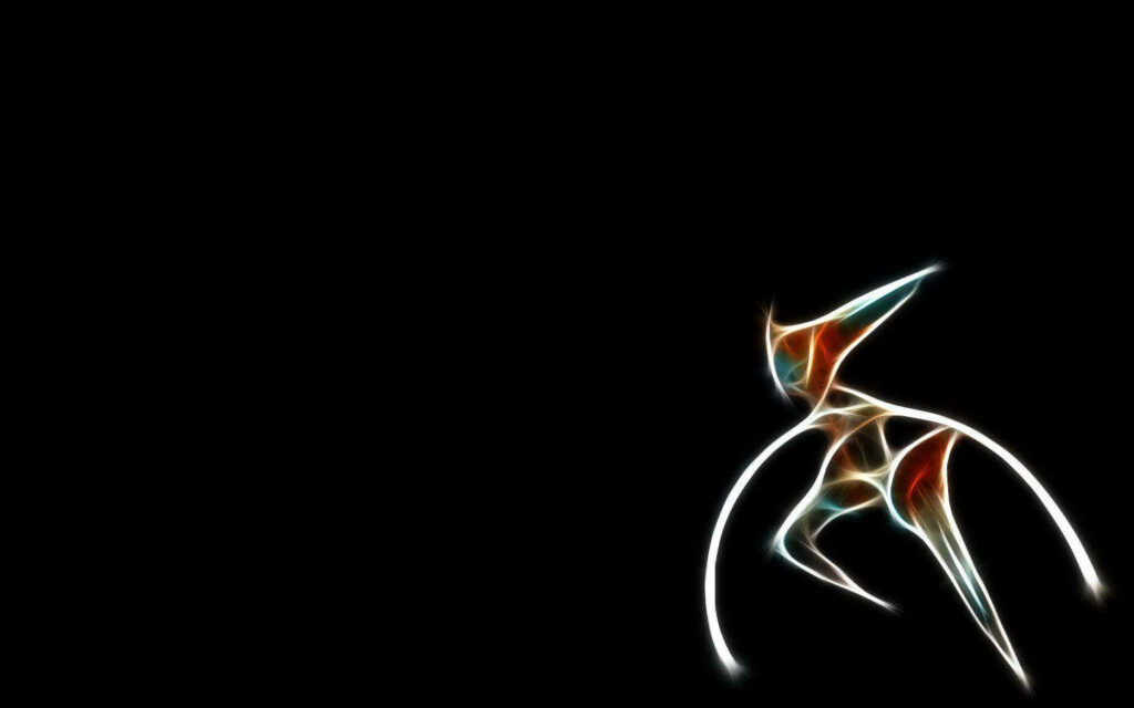 Minimalist Deoxys Wallpaper: Neon Abstract on Black Background