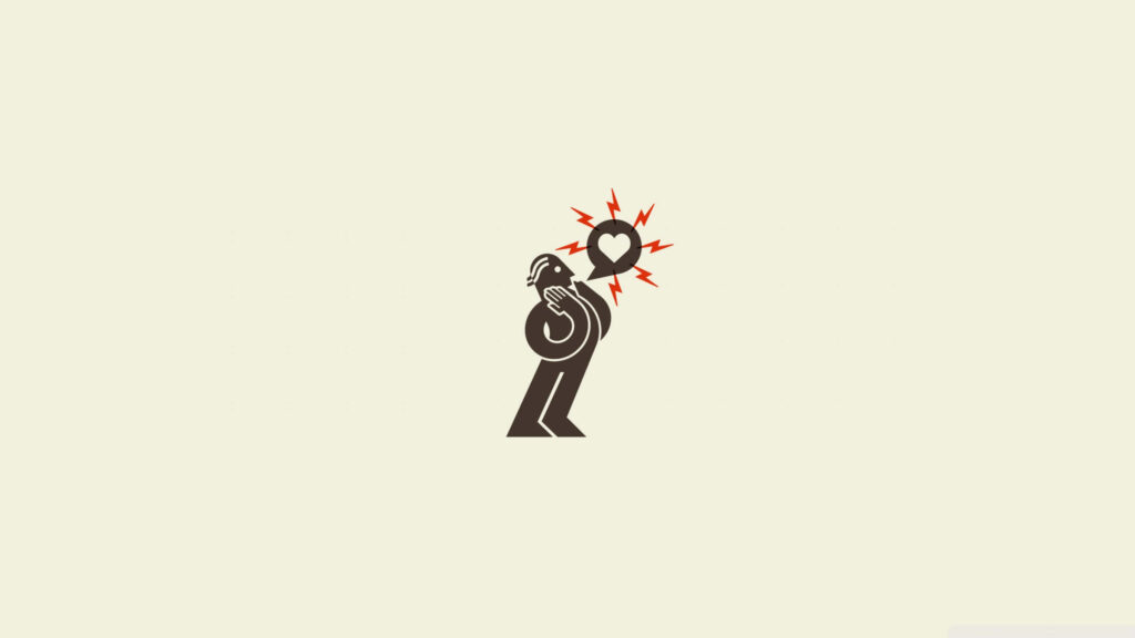 Minimalist Desktop Background: Person Silencing Noisy Heart Waves Wallpaper