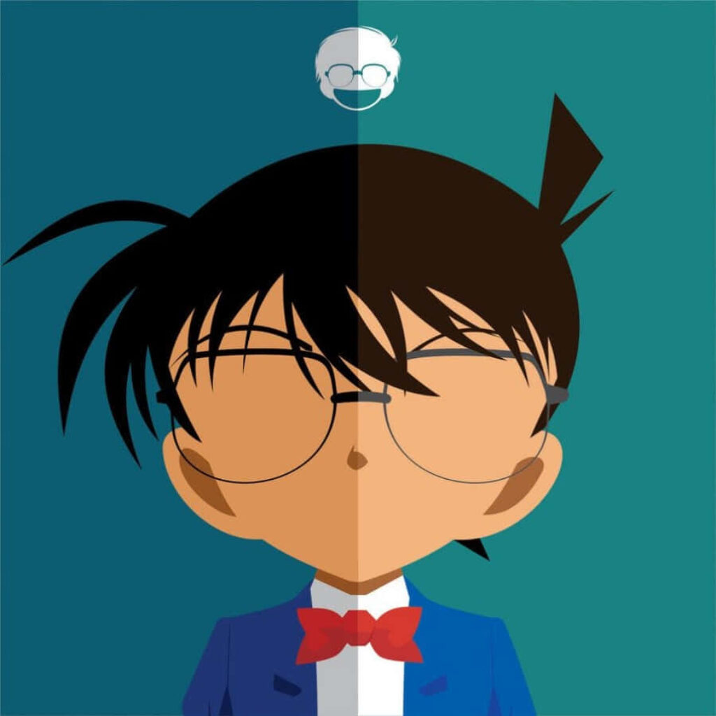 Minimalist Detective Conan Wallpaper: Iconic Style & Split-Tone Design