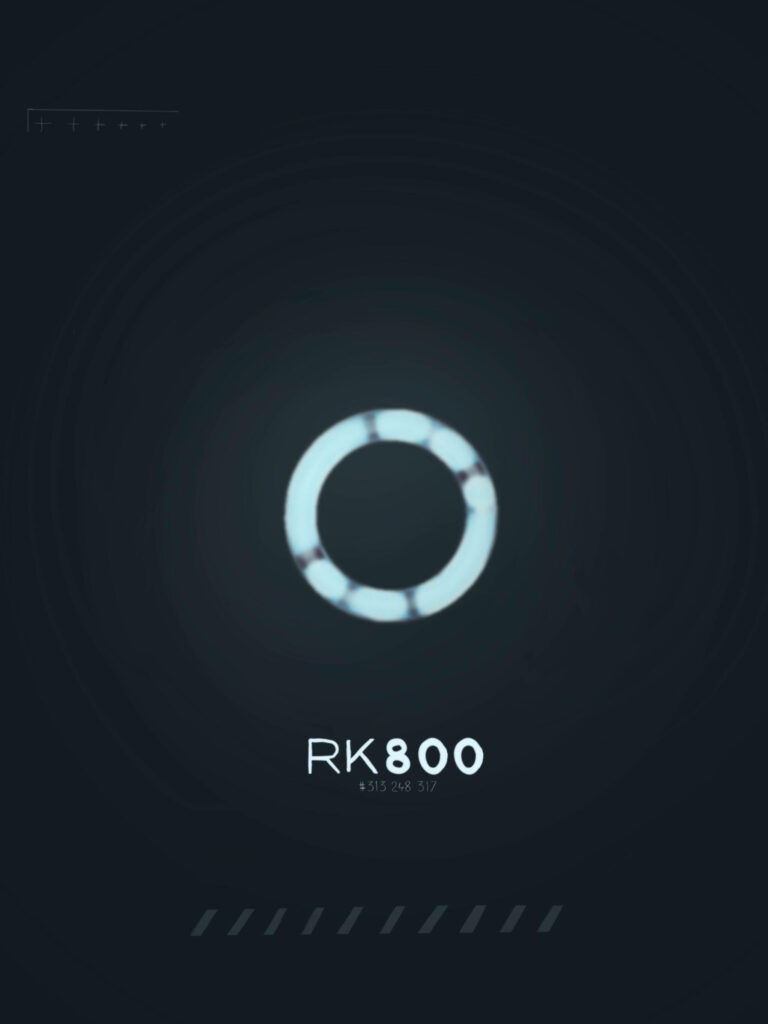 Detroit Become Human wallpaper with Connor RK800 blue LED circle on dark futuristic background