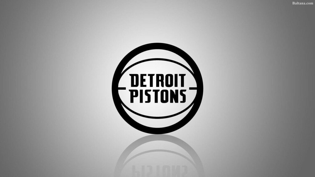 Minimalist Detroit Pistons logo in black on gray gradient background modern wallpaper design