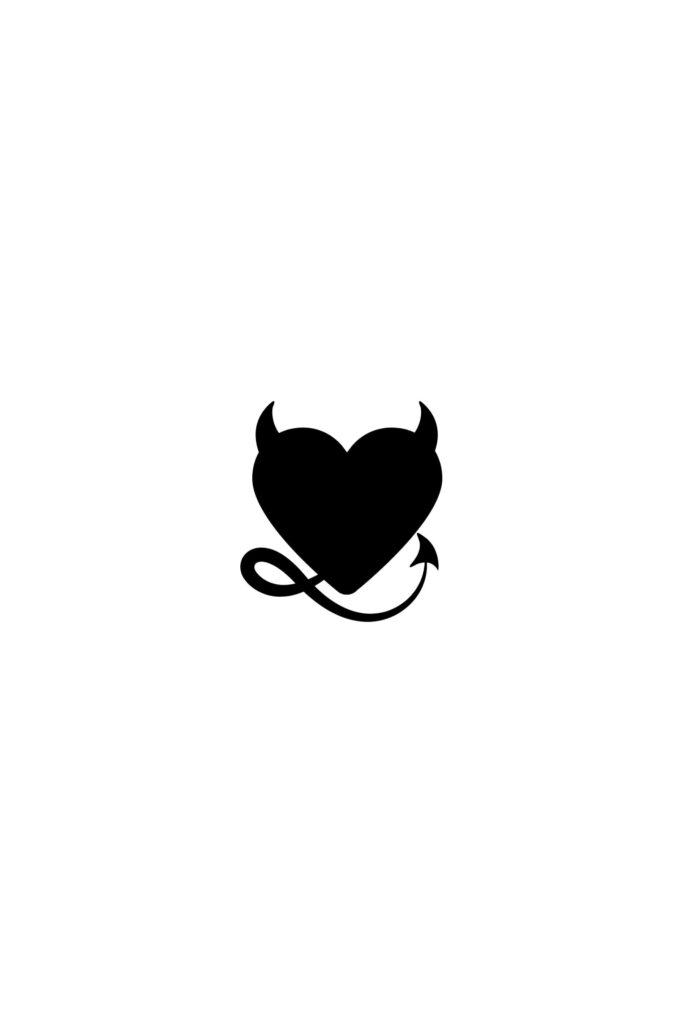 Minimalist Black Heart Wallpaper: Devil Aesthetic on White Background