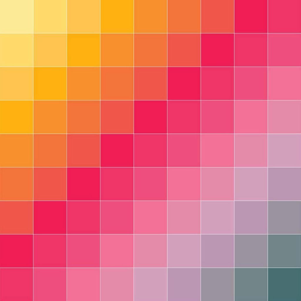 Minimalist digital art wallpaper with colorful grid squares and smooth diagonal color gradient background