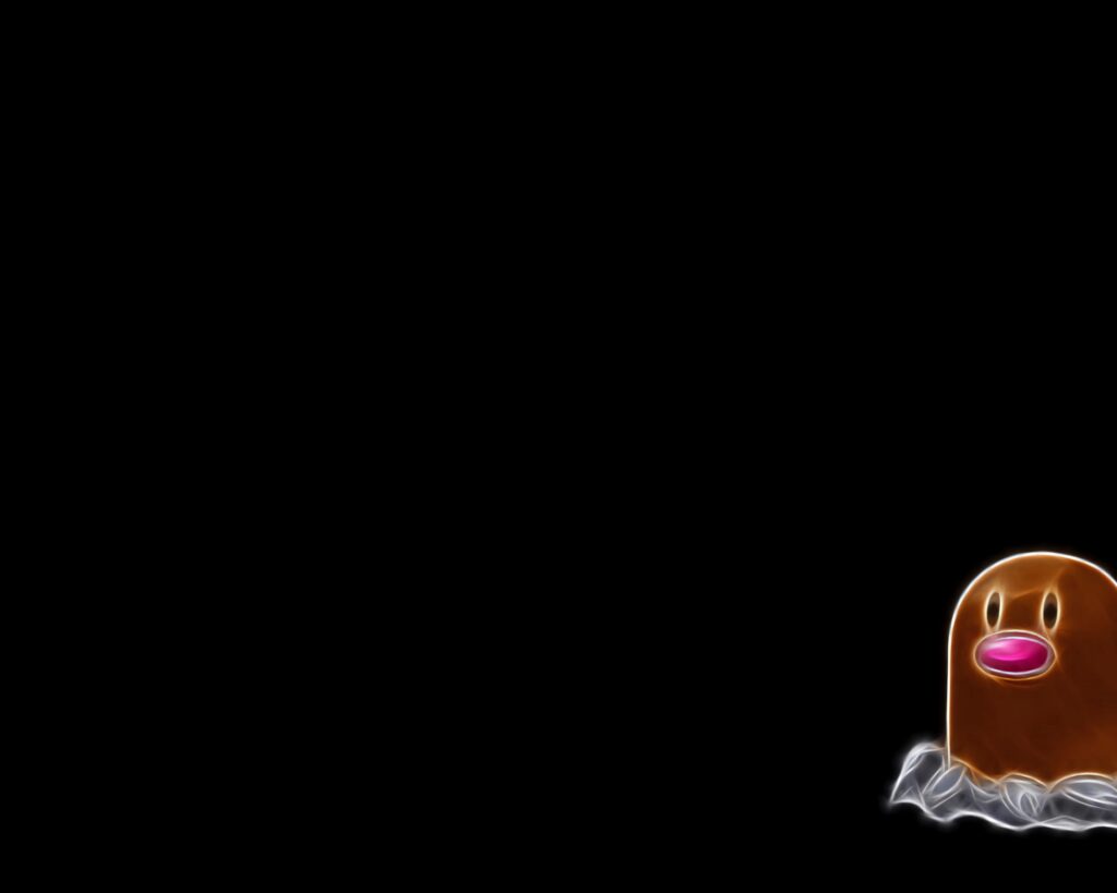 Minimalist Pokémon Diglett wallpaper with vibrant colors on solid black background design