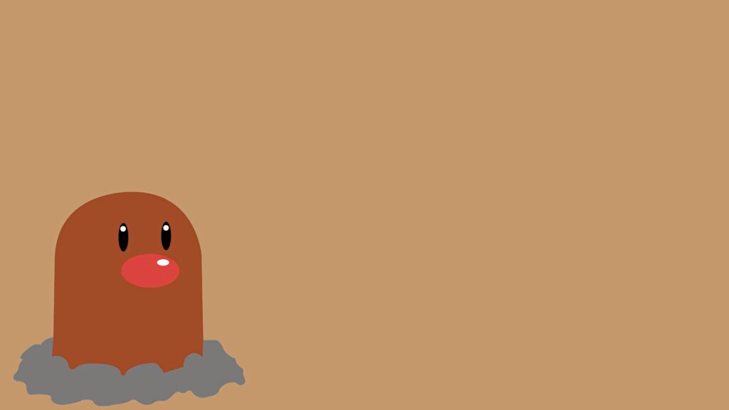 Minimalist Pokémon Diglett emerging from ground on light brown background cute earthy tones wallpaper