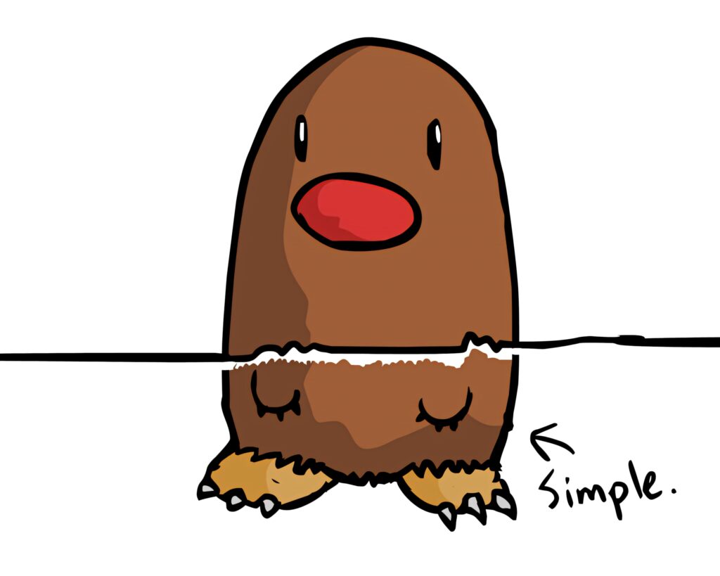 Minimalist Diglett Pokémon wallpaper with simple earth tones and clean hand-drawn lines background